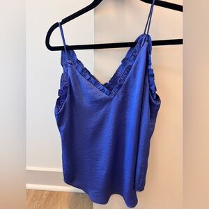 Express Royal Blue Ruffle Trim Camisole